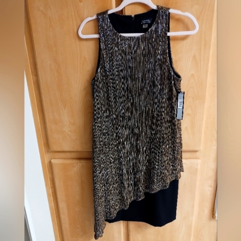 Metallic Tahari sleeveless cocktail dress
